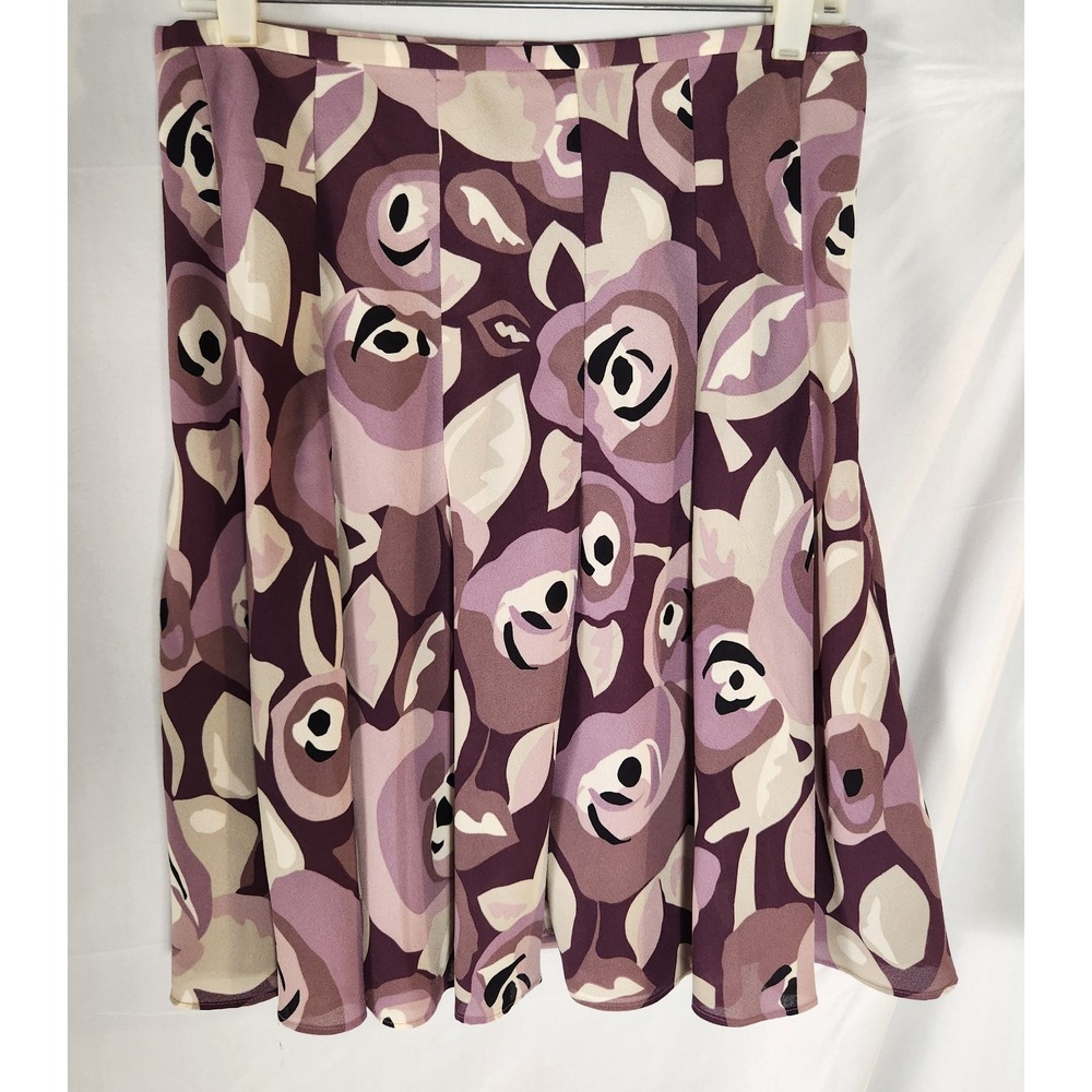 Ann Taylor Loft Floral Pleated Swing Skirt Preppy Size 6 - Picture 3 of 14